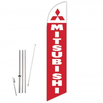 Cobb Promo Mitsubishi (Red) Feather Flag with Complete 15ft Pole kit and Ground Spike
