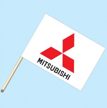 "Mitsubishi Logo" - NEOPlex 30" x 42" Car Lot Flag Mounted on 4' Wooden Staff/Pole